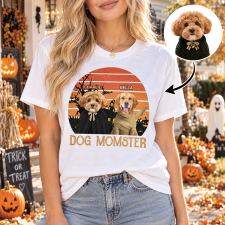 Custom Personalized T-Shirt with Dog Momster Halloween Design EQNP3
