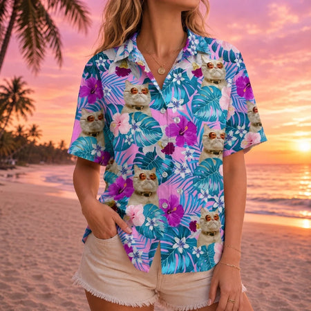 Custom Cat Tropical Hawaiian Shirt — Gift for Cat Lovers QUEBF