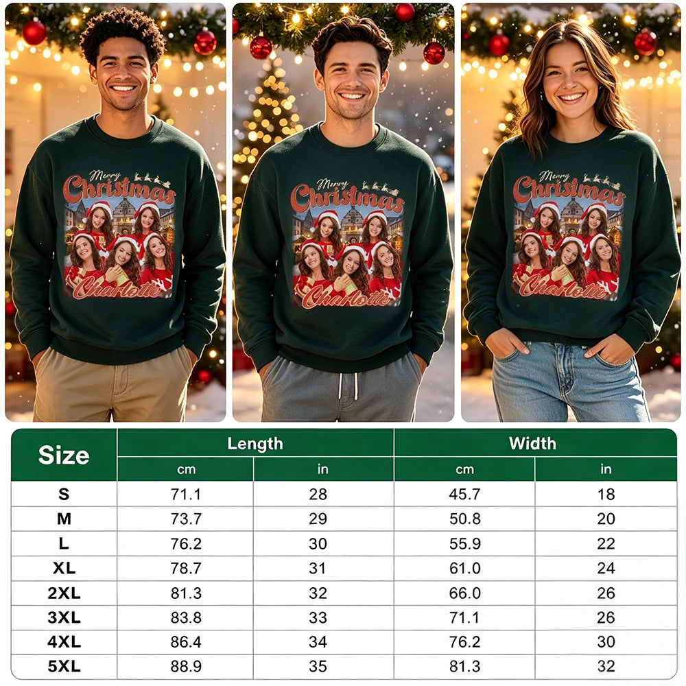 Custom Human Face Merry Christmas Sweatshirt — Christmas Gift WTKJ8