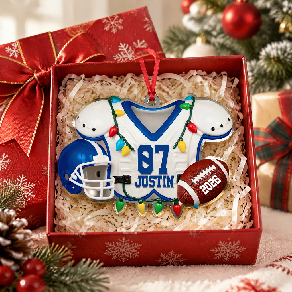 Custom Personalized Acrylic Ornament with Football Jersey & Helmet XDT5K
