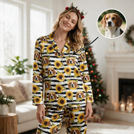Custom Sunflower Pattern Dog Cat Pajamas — Gift for Pet Lovers 6G7B7