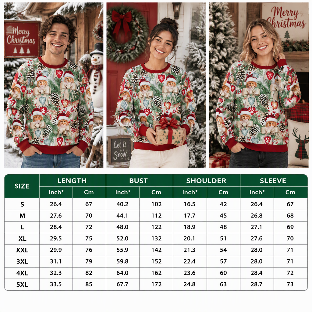 Custom Photo Upload Christmas Sweater with Beagle & Pine Cones RV4WE