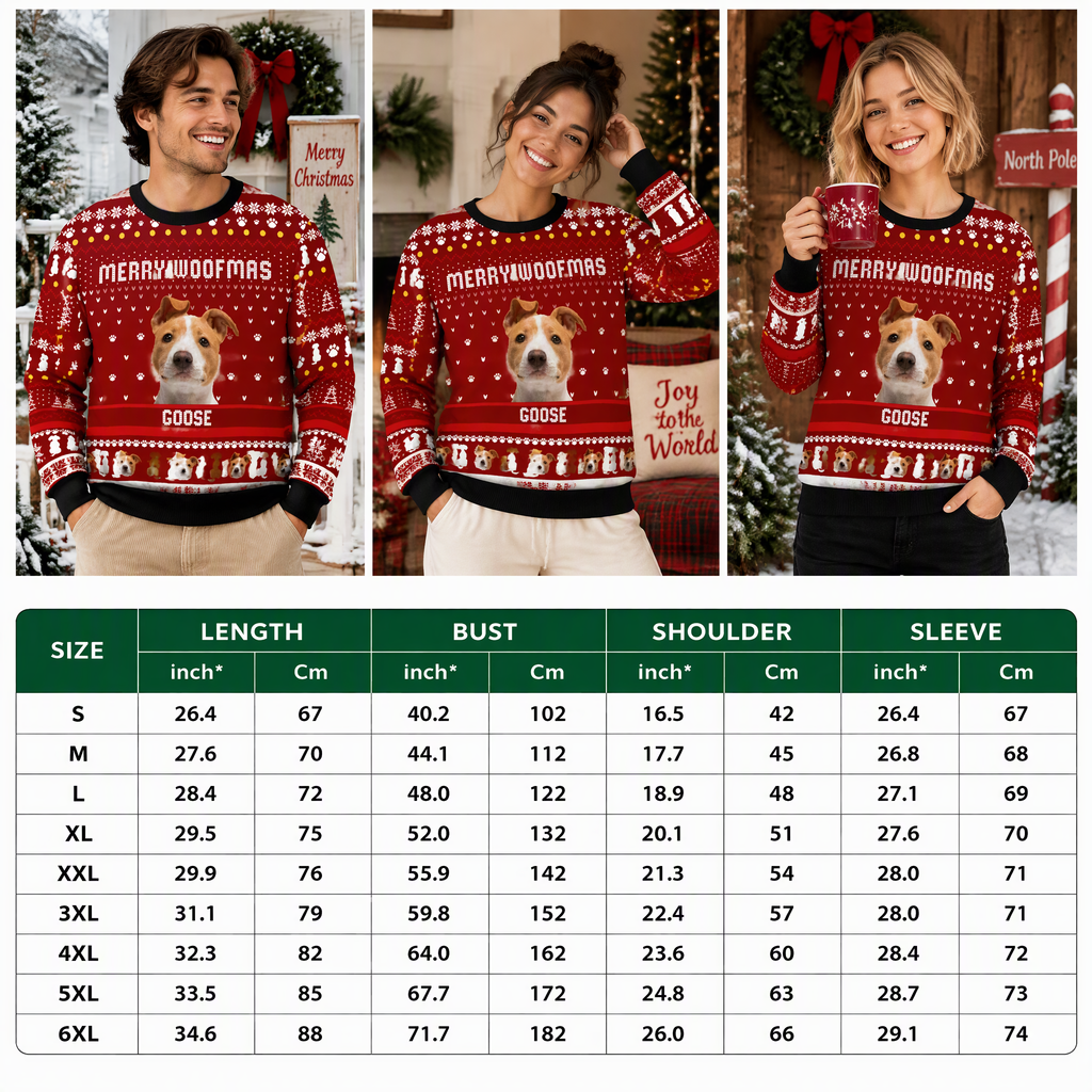 Custom Photo Upload Merry Woofmas Dog Face Sweater 2F38M