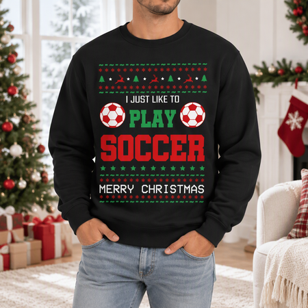 Custom Photo Upload Soccer Christmas Ugly Sweater Sweatshirt T8559