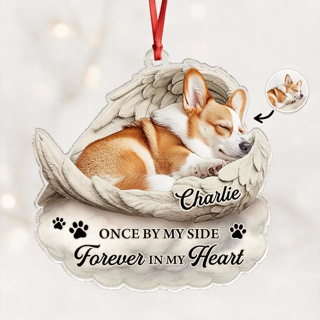 Custom Photo Upload Acrylic Ornament with Angel Wings 7F3LE