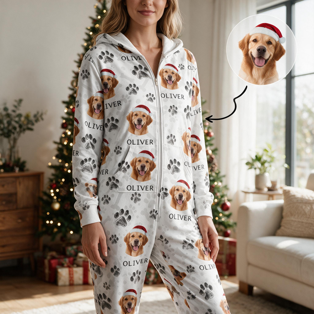 Custom Dog Cat Paw Onesie Pajamas — Gift for Pet Lovers R2XAS
