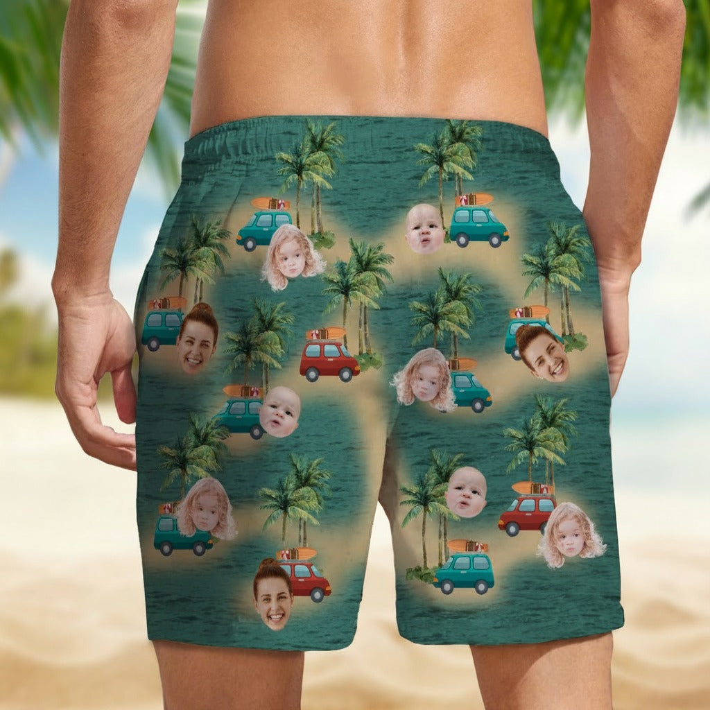 Custom Cute Face Island Vacation Beach Short A75PW