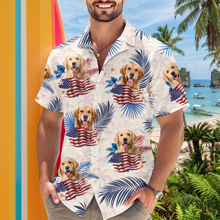 Custom Dog Cat America Hawaiian Shirt — Gift for Pet Lovers Q6KTA