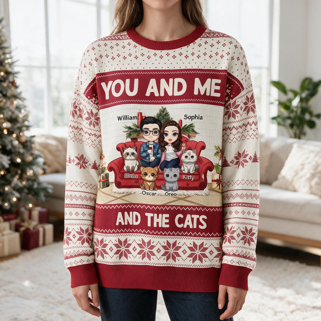 You And Me And The Cat/Dog Personalized Ugly Sweater for Pet Lovers WR83V