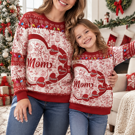 Grandma Mom Toile De Jouy Personalized Ugly Sweater S4VEM