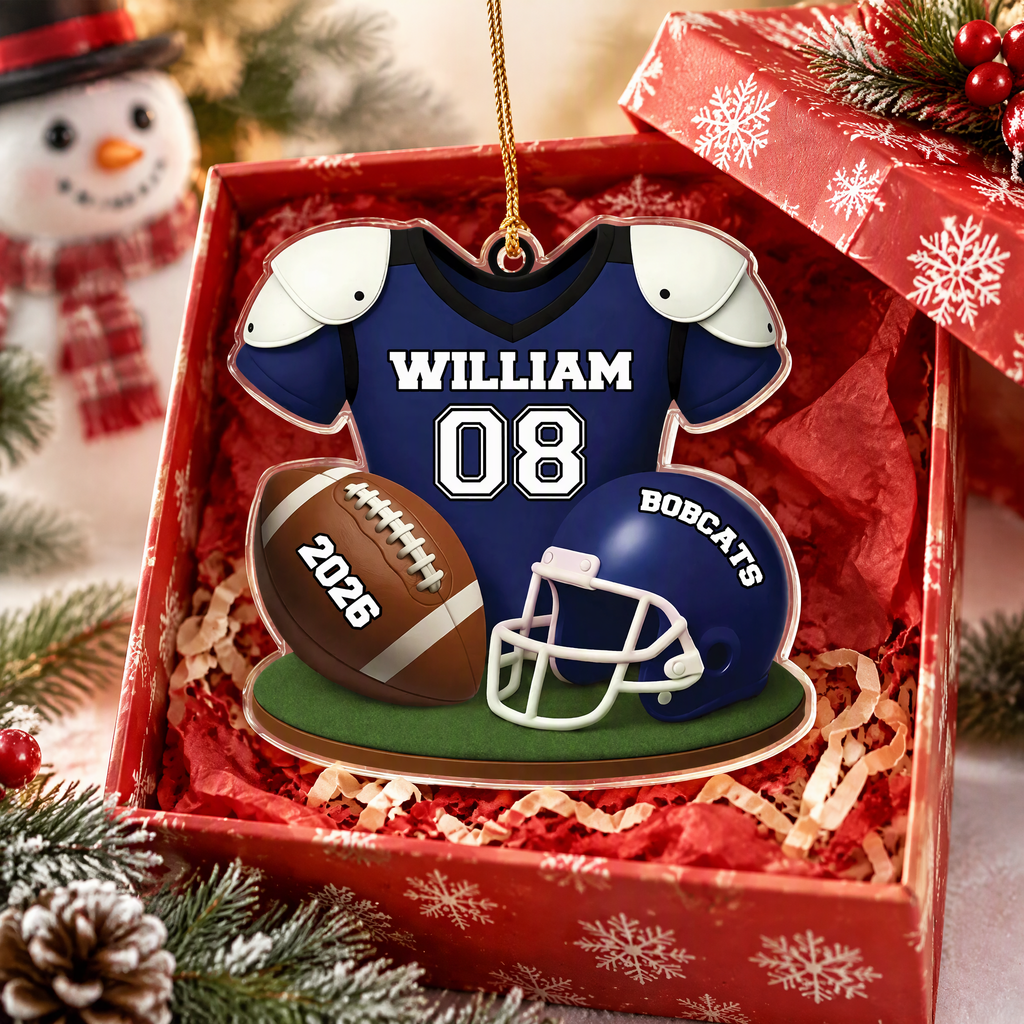 Custom Personalized Acrylic Ornament with Football Jersey & Helmet MA9YK