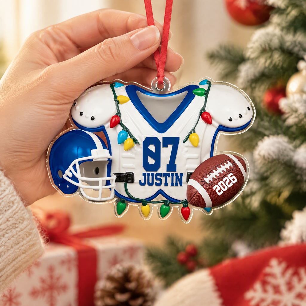 Custom Personalized Acrylic Ornament with Football Jersey & Helmet XDT5K