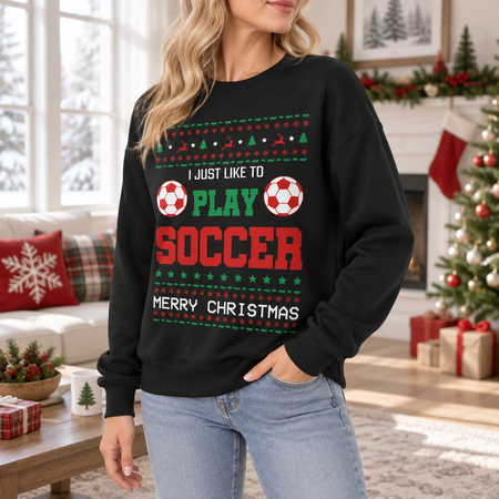 Custom Photo Upload Soccer Christmas Ugly Sweater Sweatshirt T8559