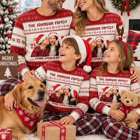 Custom Photo Family Ugly Sweater Christmas, Funny Gift For Family, Dad, Mom, Grandpa, Grandma 7QQA1