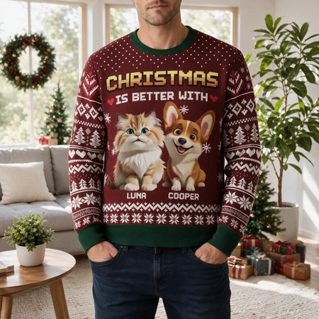Custom Personalized Christmas Is Better With Pets Sweater GMER7