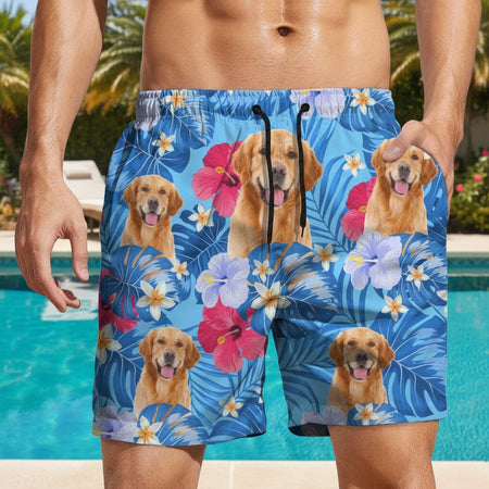Custom Funny Dog Photo Tropical Beach Short Y39MC