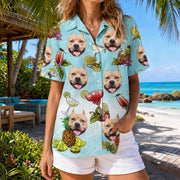 Custom Dog Cocktail Glasses Hawaiian Shirt - design close up view