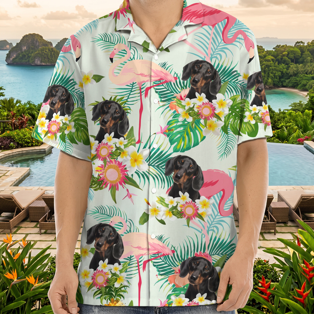 Custom Dog Photo Tropical Hawaiian Shirt
