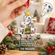 Custom Photo Upload Acrylic Ornament with Christmas Tree & Gold Star HC646
