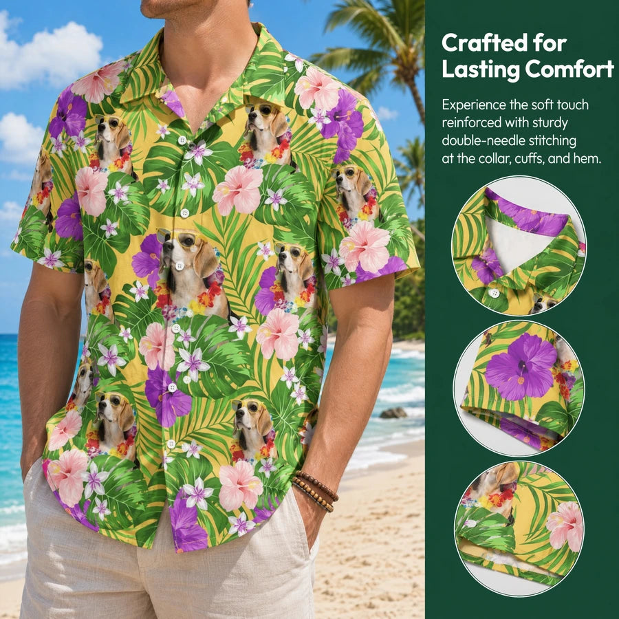 Custom Dog Funny Face Hawaiian Shirt - size chart