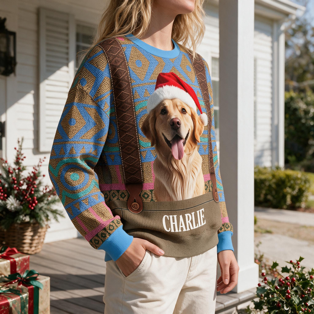 Custom Dog Photo Frozen Christmas Ugly Sweater For Dog Lovers DP3PF