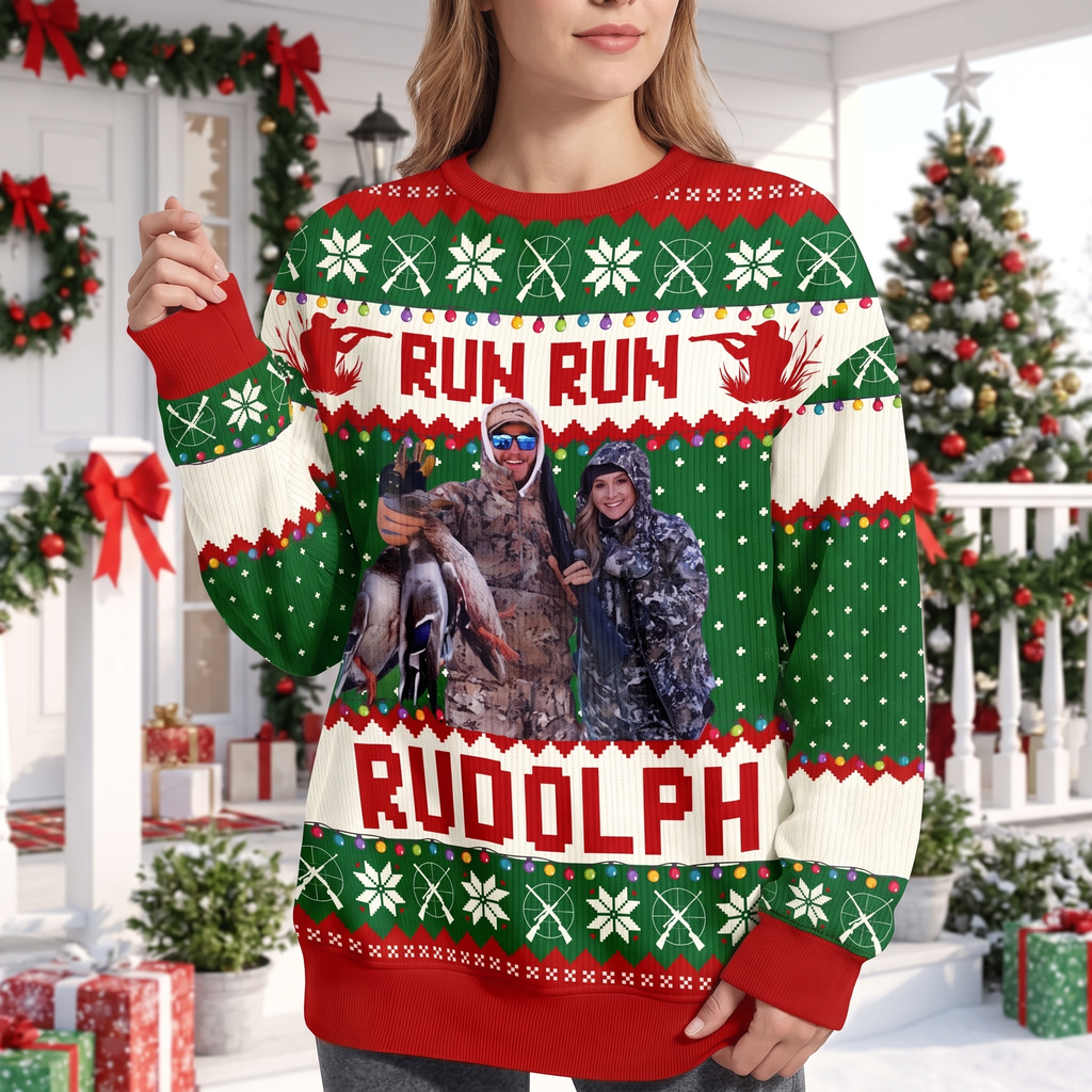 Custom Photo Upload Merry Huntmas Ugly Christmas Sweater X9FSH