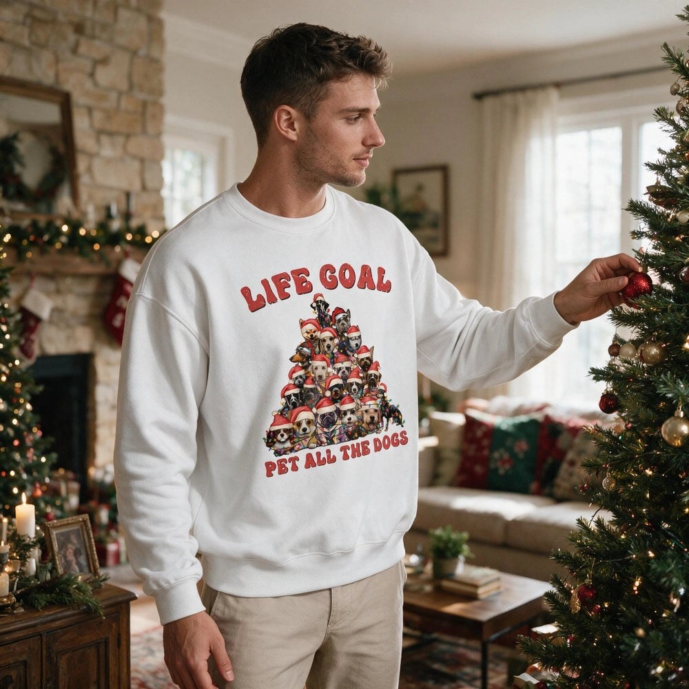 Custom Photo Sweatshirt Life Goal Pet All The Dogs Christmas 0NJBG