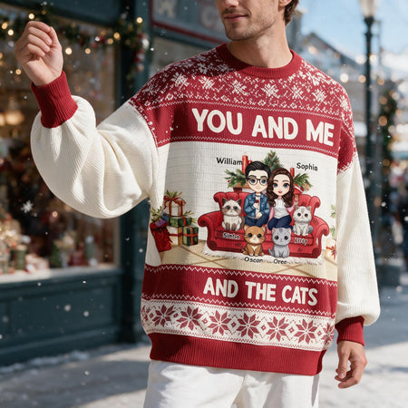 You And Me And The Cat/Dog Personalized Ugly Sweater for Pet Lovers WR83V