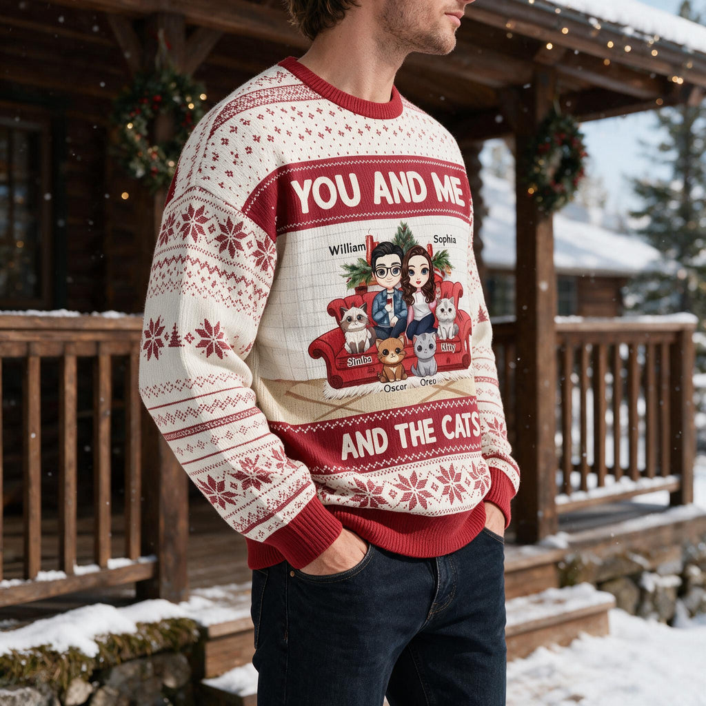 You And Me And The Cat/Dog Personalized Ugly Sweater for Pet Lovers WR83V