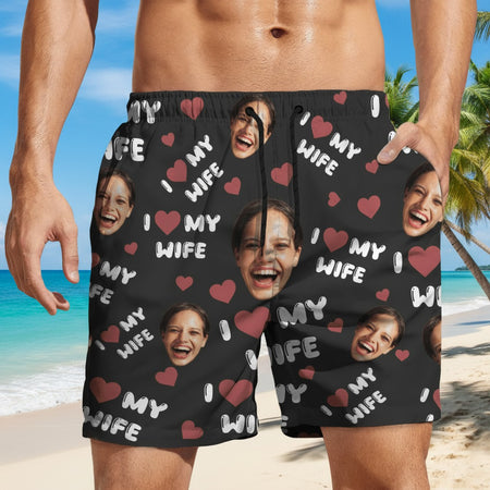 Custom Photo I Love My Wife Girlfriend Beach Short TW7K9