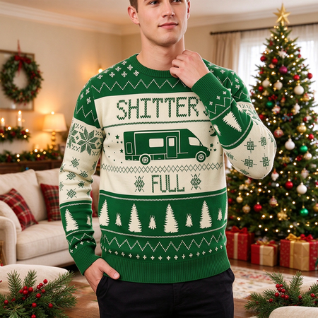 Custom Photo Upload Camping RV Shitters Full Ugly Christmas Sweater HN590