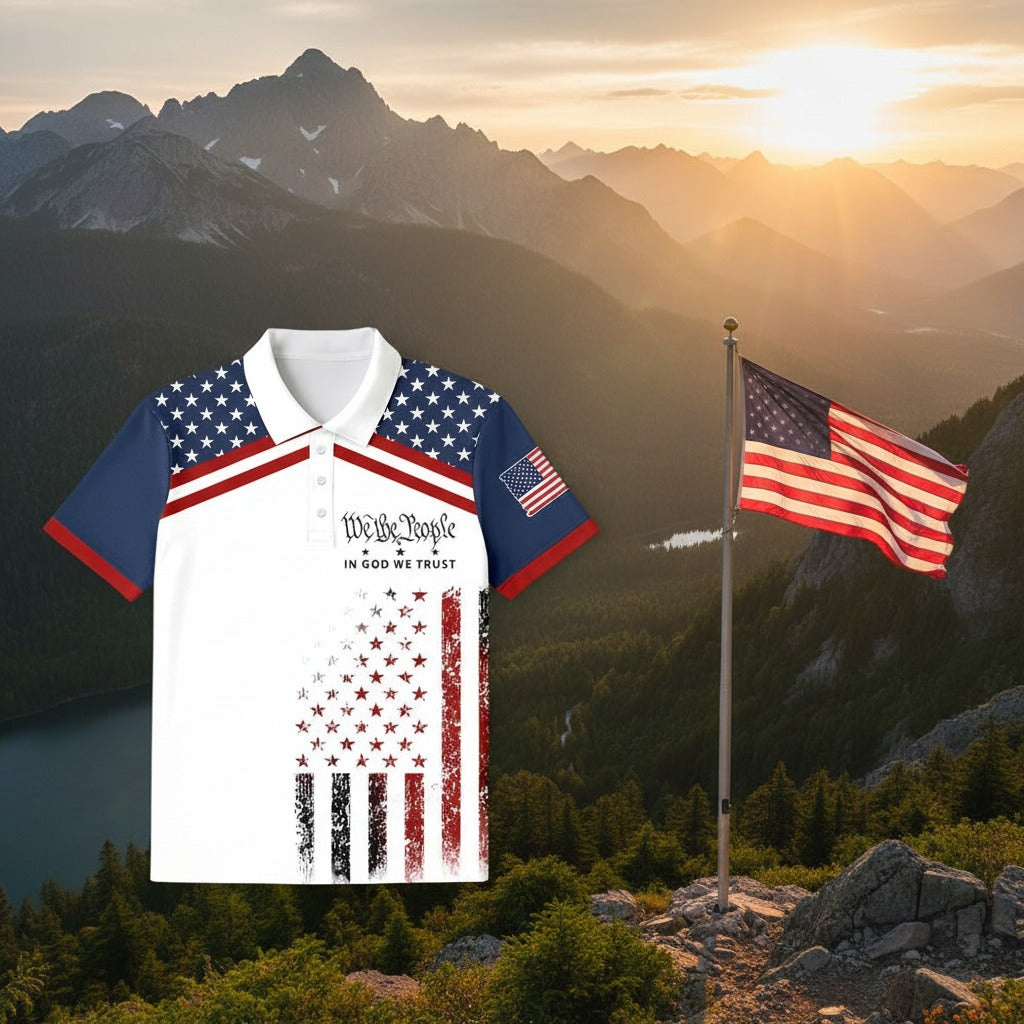 Custom Name We The People Patriotic Polo Shirt WMH7K