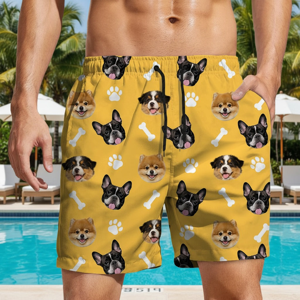 Custom Photo Face Dog With Bone Beach Short JRPDD