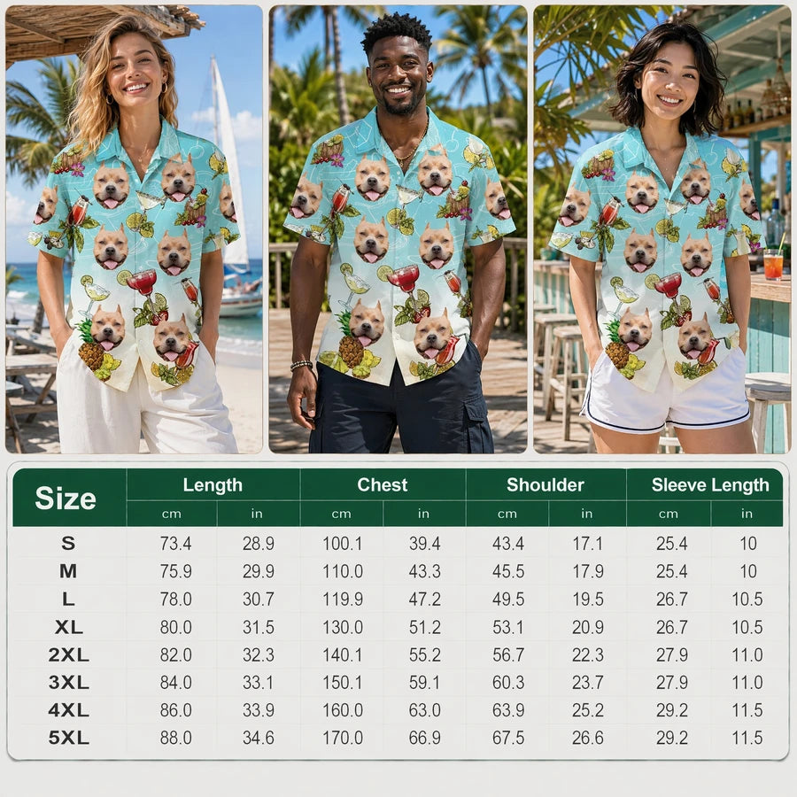 Custom Dog Cocktail Glasses Hawaiian Shirt - fabric material detail