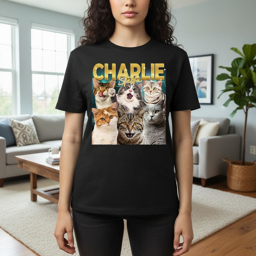Custom Photo Upload Cat Collage T-Shirt main product photo