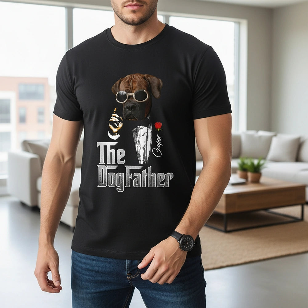 Custom Photo Upload The DogFather T-Shirt with Dog in Tuxedo main product photo