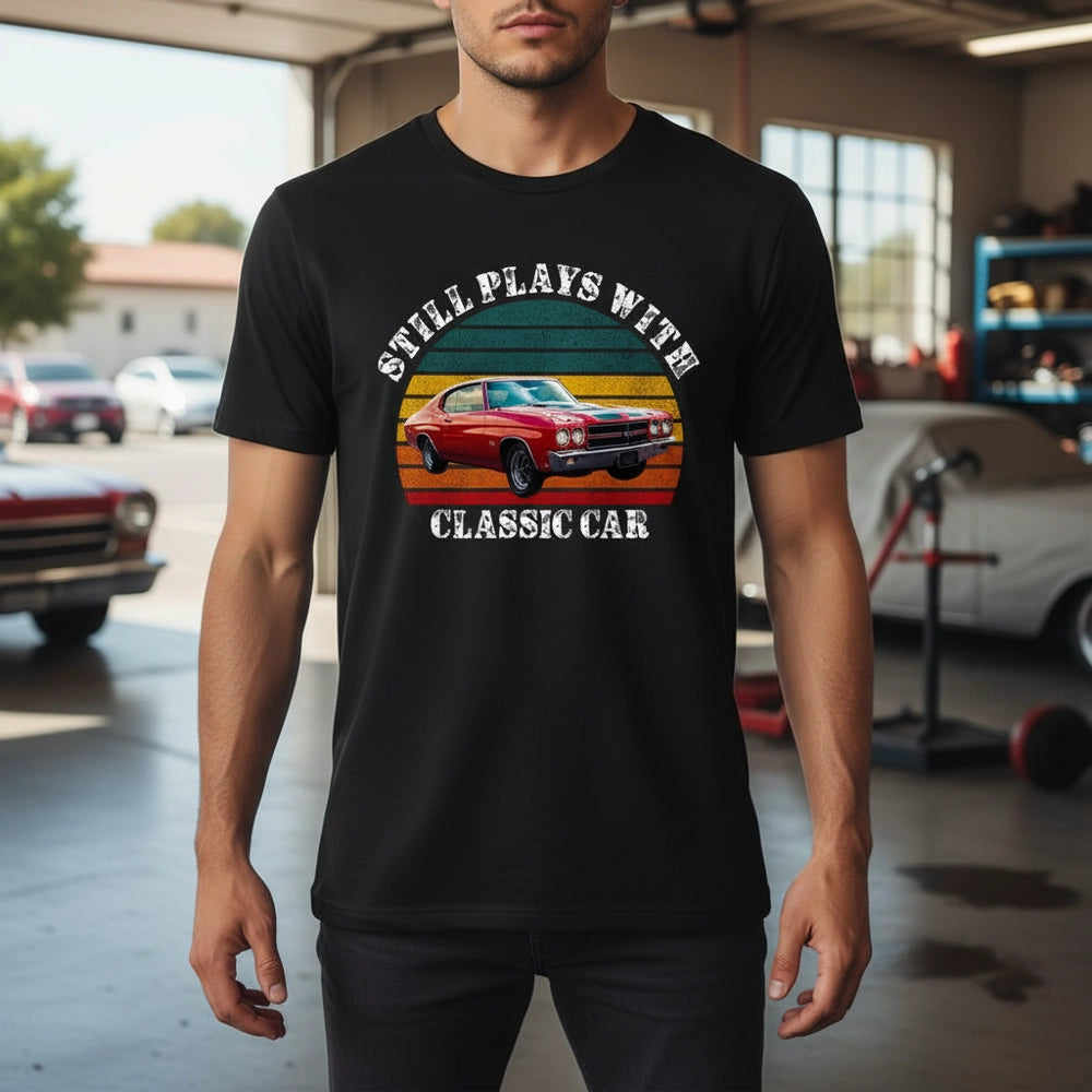 Custom Photo T-Shirt Still Plays with Classic Car Retro Sunset main product photo