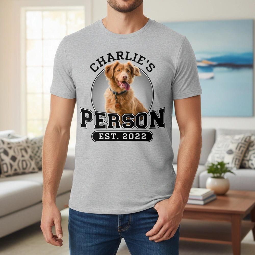 Custom Personalized Photo Upload T-Shirt with Circle Badge Design main product photo