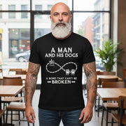 Custom Personalized T-Shirt A Man and His Dogs with Paw Prints main product photo