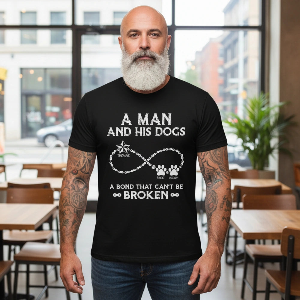 Custom Personalized T-Shirt A Man and His Dogs with Paw Prints main product photo