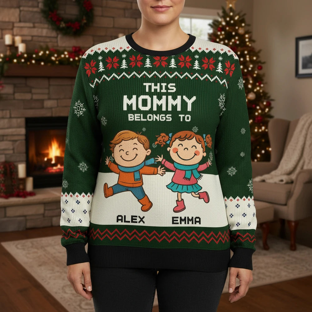 Custom Personalized This Mommy Belongs To Sweater with Kids main product photo