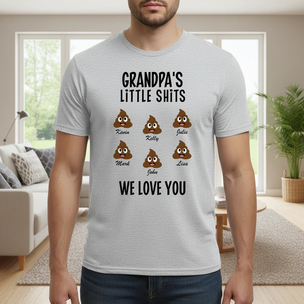Custom Personalized T-Shirt with Grandpa's Little Shits We Love You main product photo