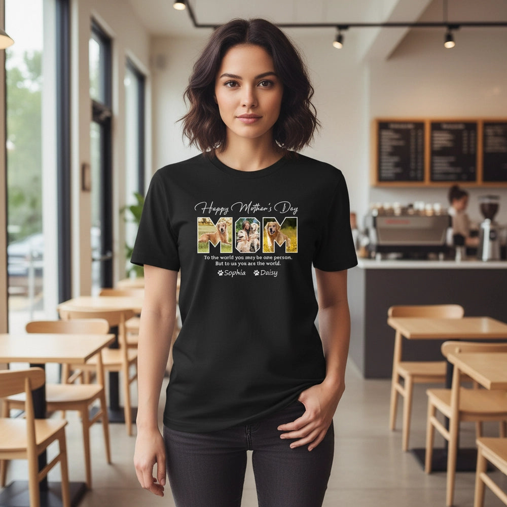 Custom Photo Upload Happy Mother's Day T-Shirt with MOM Photo Collage main product photo