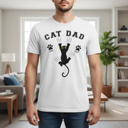 Custom Personalized Cat Dad T-Shirt with Paw Prints & Scratching Cat main product photo