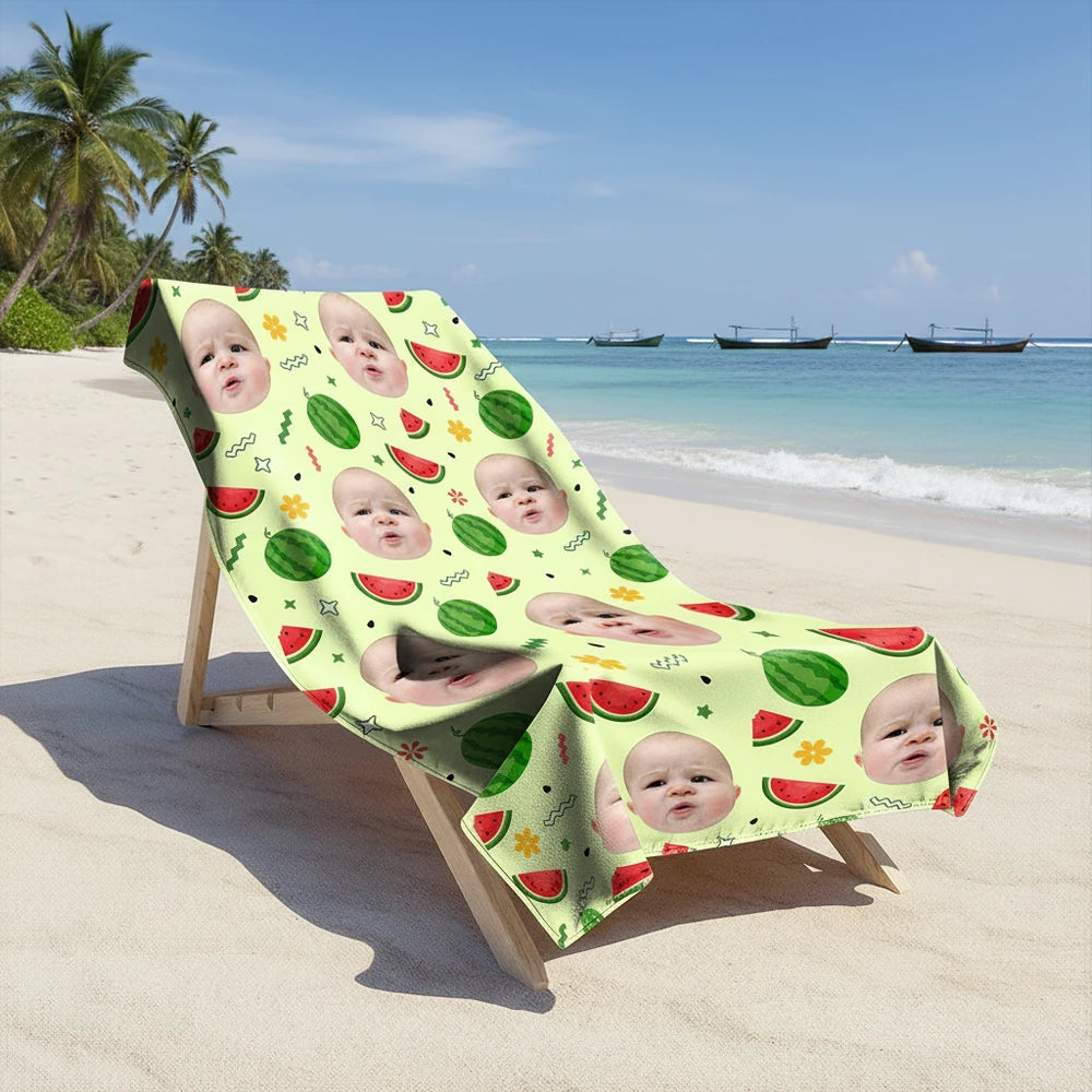 Custom Photo Upload Beach Towel with Watermelon Pattern main product photo