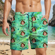 Custom Photo Upload Beach Shorts with Hearts and Stars Pattern main product photo