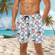 Custom Photo Upload Beach Shorts with Best Dad Ever Checkerboard main product photo