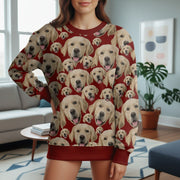 Custom Photo Upload Golden Retriever Face Pattern Sweater main product photo