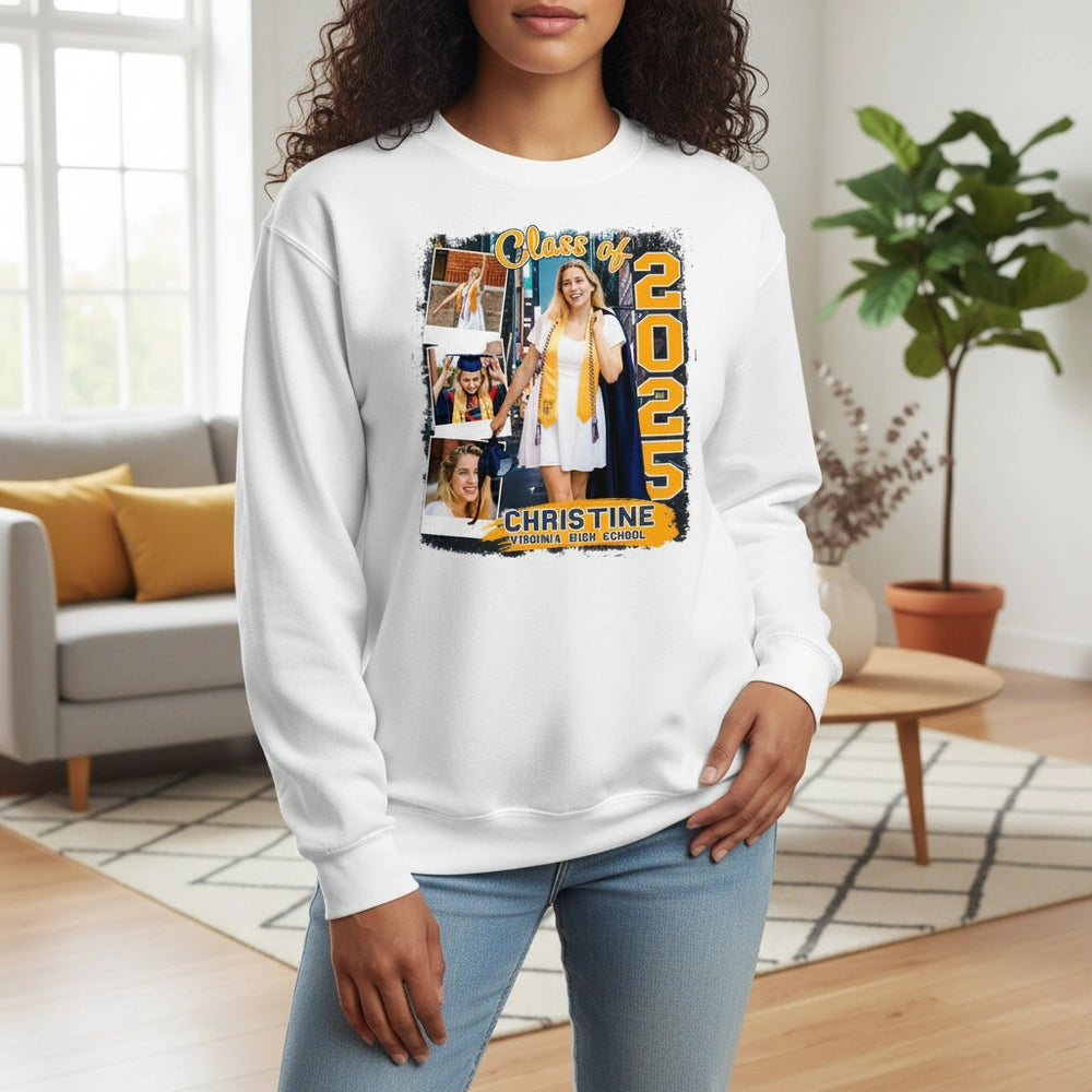 Custom Photo Upload Hoodie with Class of 2025 Graduation Design main product photo