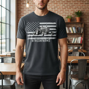 Custom Photo T-Shirt with American Flag Tractor and FRESHFARMS main product photo